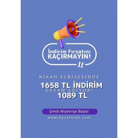 MİDİ BEYAZ SADE GELİNLİK